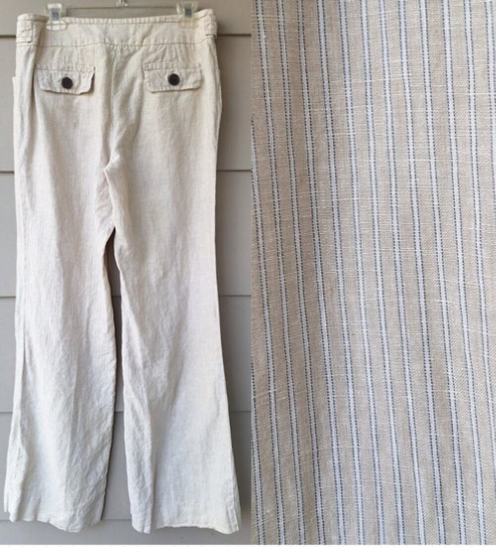 J. Crew x Baird McNutt Women Favorite Fit Linen Trousers Pants Cream White Sz 8